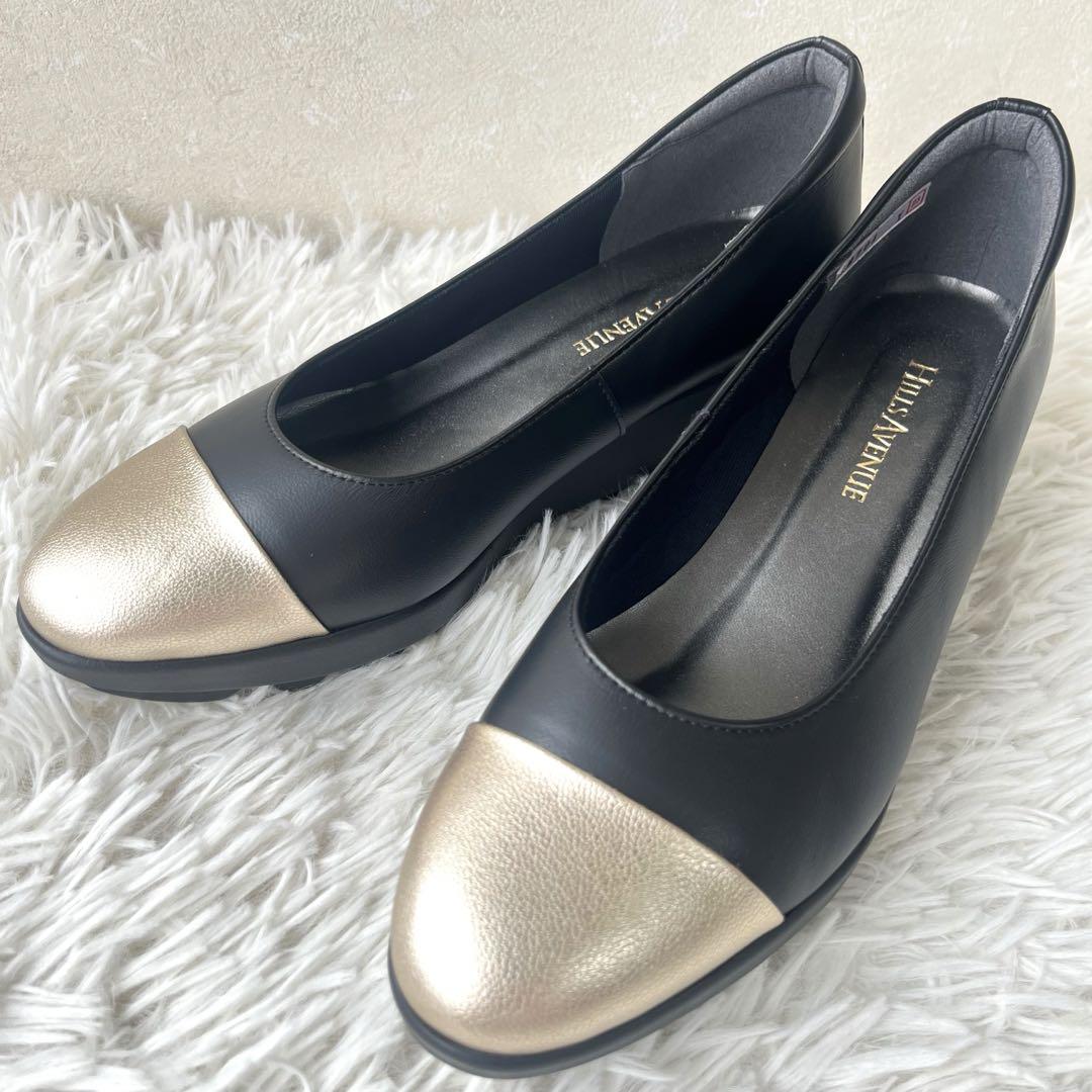新品　HILLS AVENUE ウェーブソール ブラック×ゴールド　23
