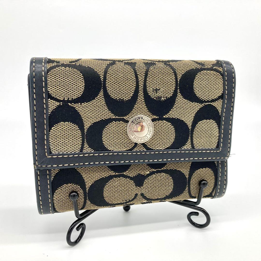 COACH コーチ 三つ折り財布 シグネチャー キャンバス レザー