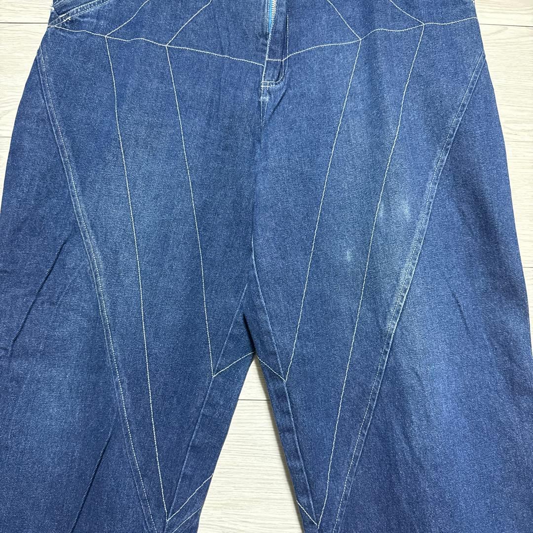 00s ベゼルドアウト 極太 B系 幾何学ステッチ ワイド バギーデニム 00s ベゼルドアウト 極太 B系 幾何学ステッチ ワイド バギーデニム