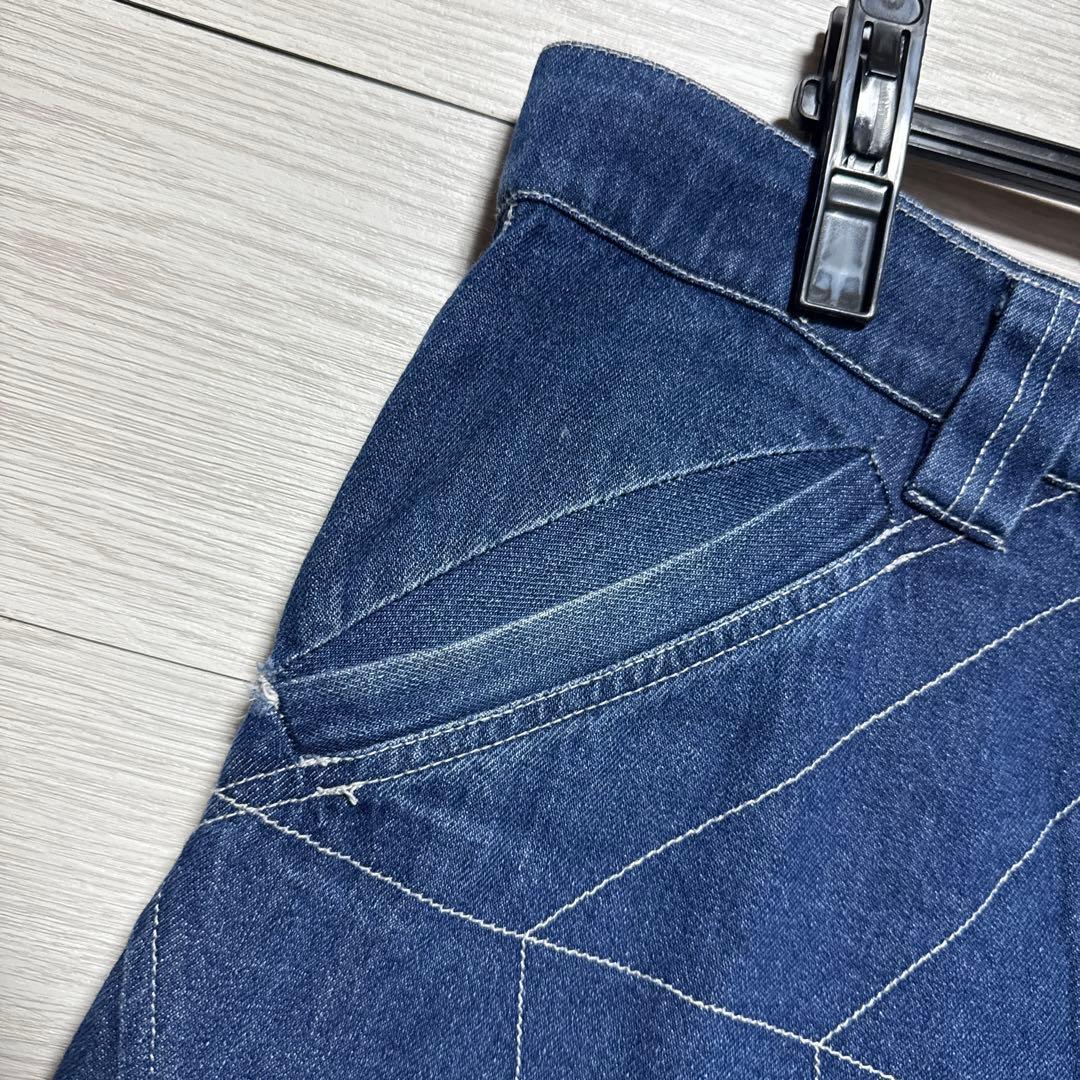 00s ベゼルドアウト 極太 B系 幾何学ステッチ ワイド バギーデニム 00s ベゼルドアウト 極太 B系 幾何学ステッチ ワイド バギーデニム