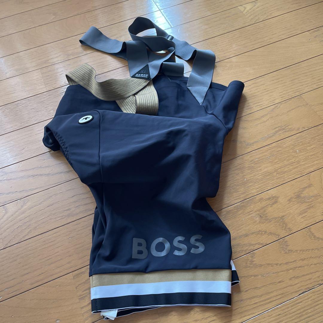 BOSS &ASSOS コラボビブショーツXL 黒 BOSSカラーのストライプ
