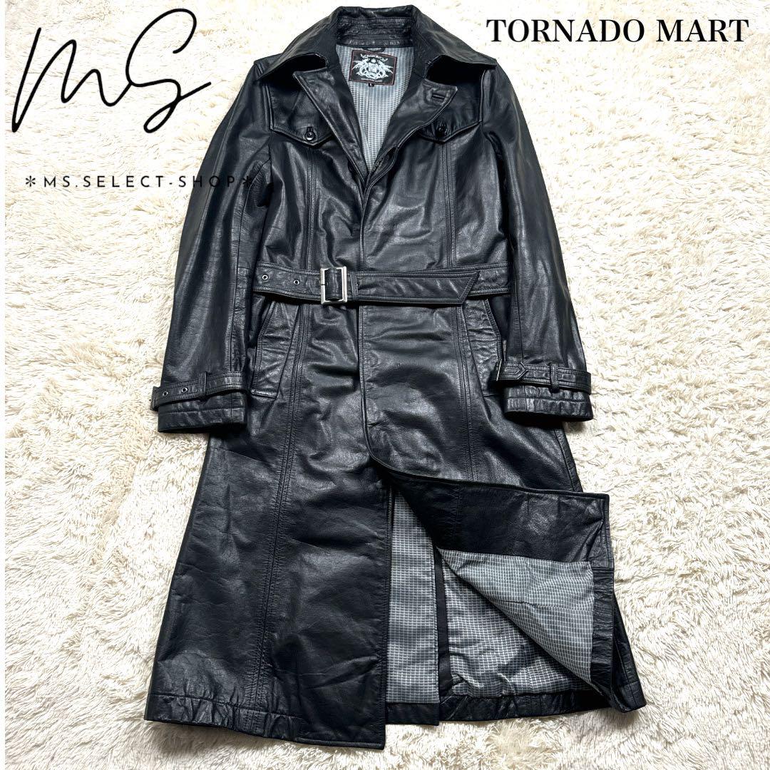 美品】TORNADO MART レザー 牛革 トレンチコート ロング丈 美品】TORNADO MART レザー 牛革 トレンチコート ロング丈