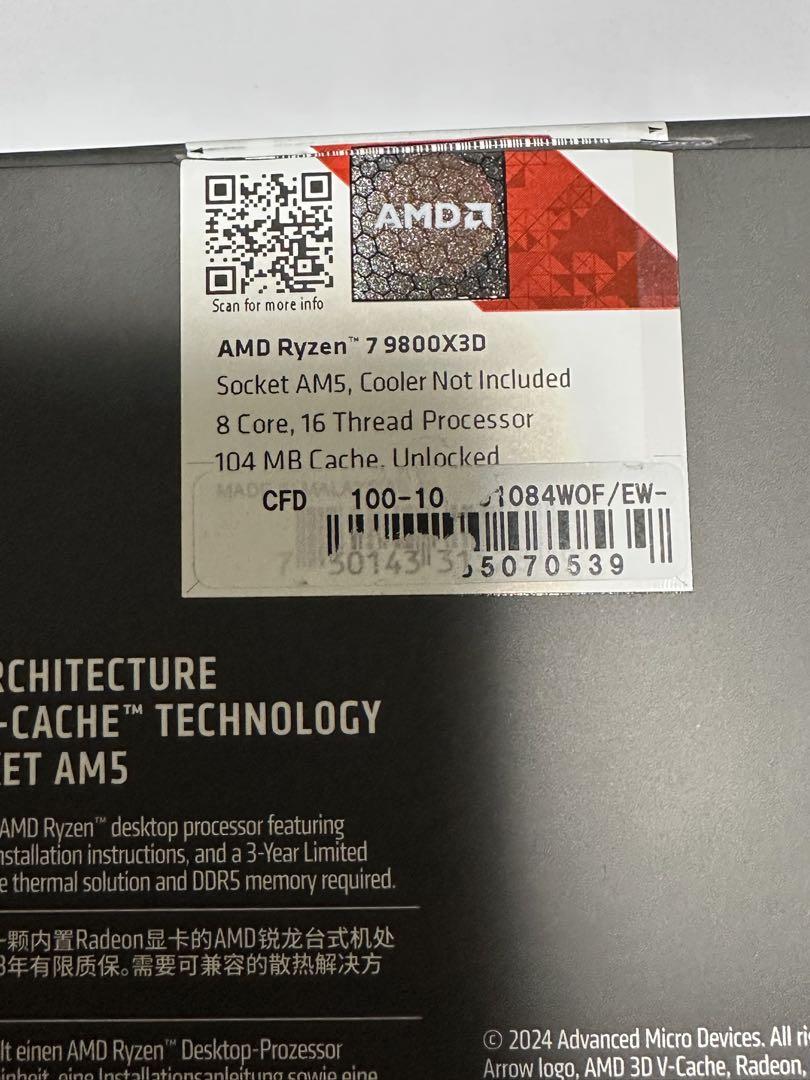 AMD Ryzen 7 9800X3D プロセッサ