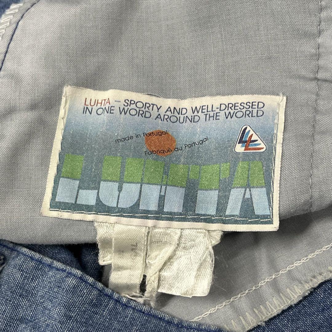 80s vintage 3タックシャンブレースラックス バギーワイド W32