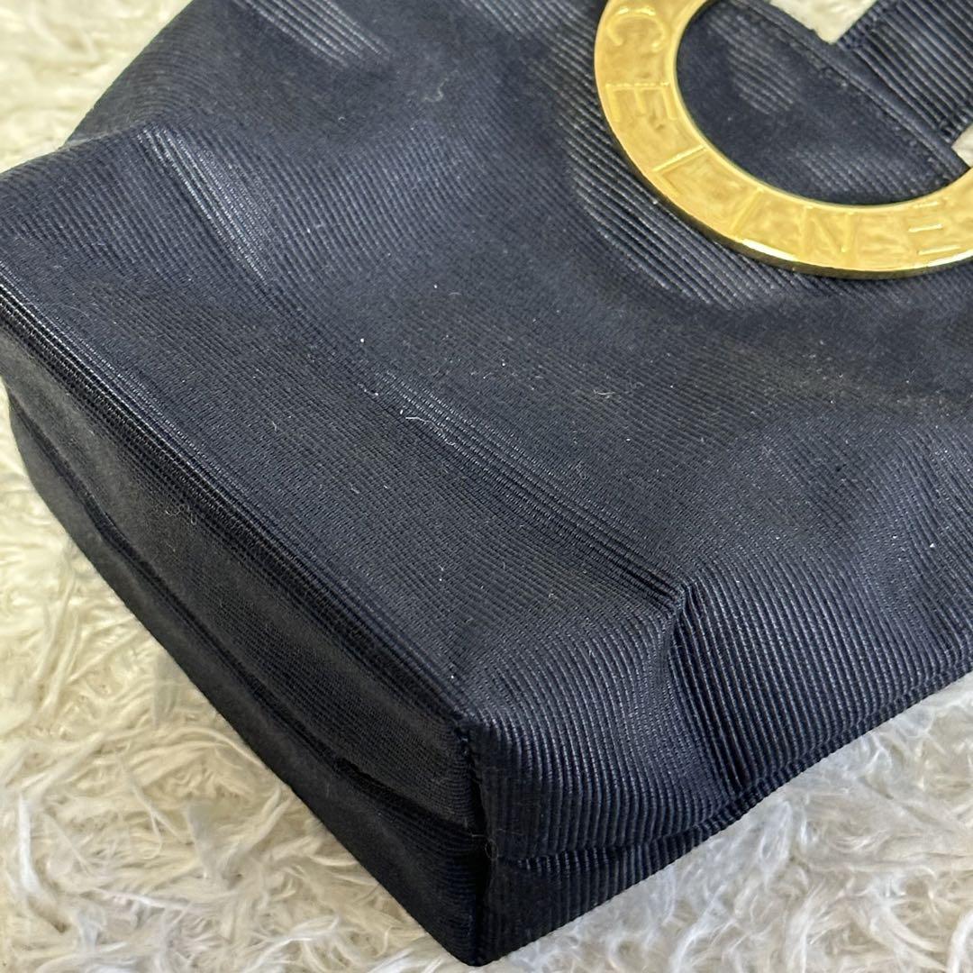 【美品】CELINE ポーチ ナイロン サークルロゴ ブラック