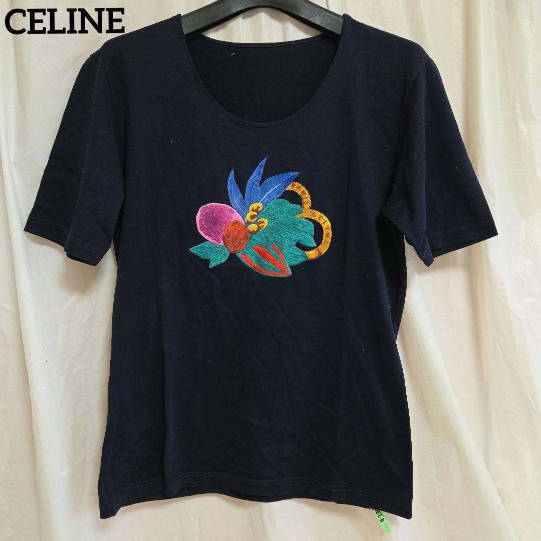 ♥️クリーニング済♥️美品♥️【CELINE】M相当 ネイビー 刺繍