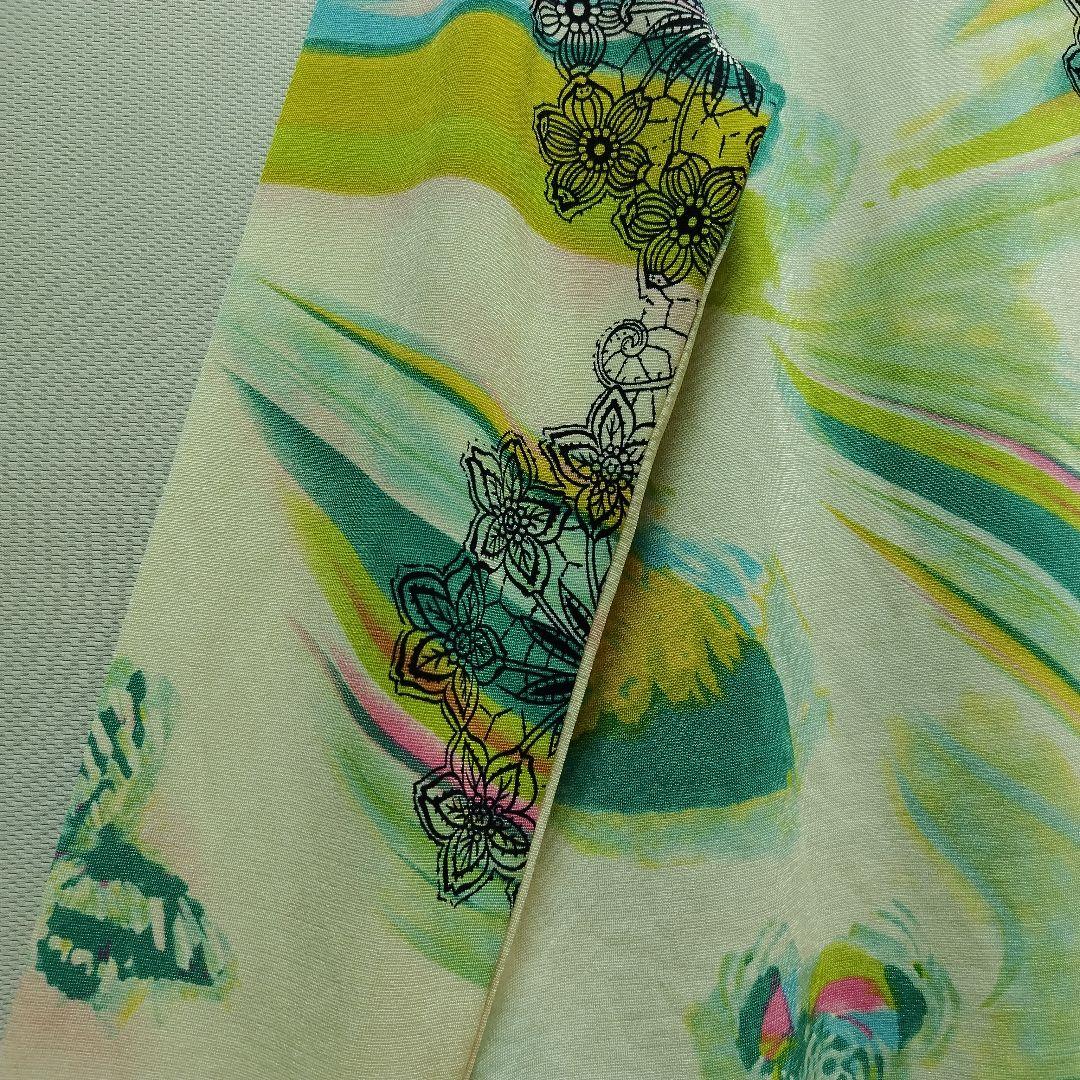 花柄 ボタニカル柄 蝶々風 柄シャツ 長袖シャツ y2k モックネック ロンt