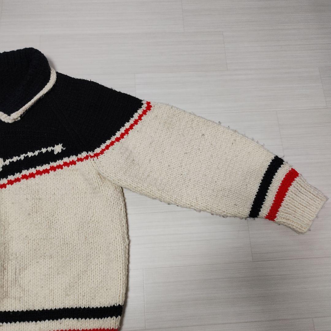 60s ジップアップニット　カウチンニット　CCジッパー　古着