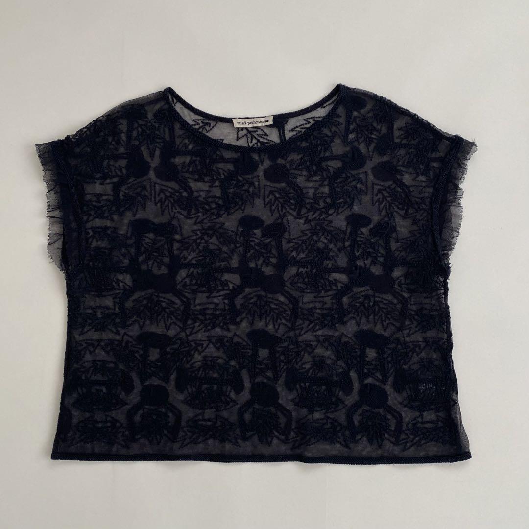 tanpopo コットンチュール ブラウス BLACK 原田知世