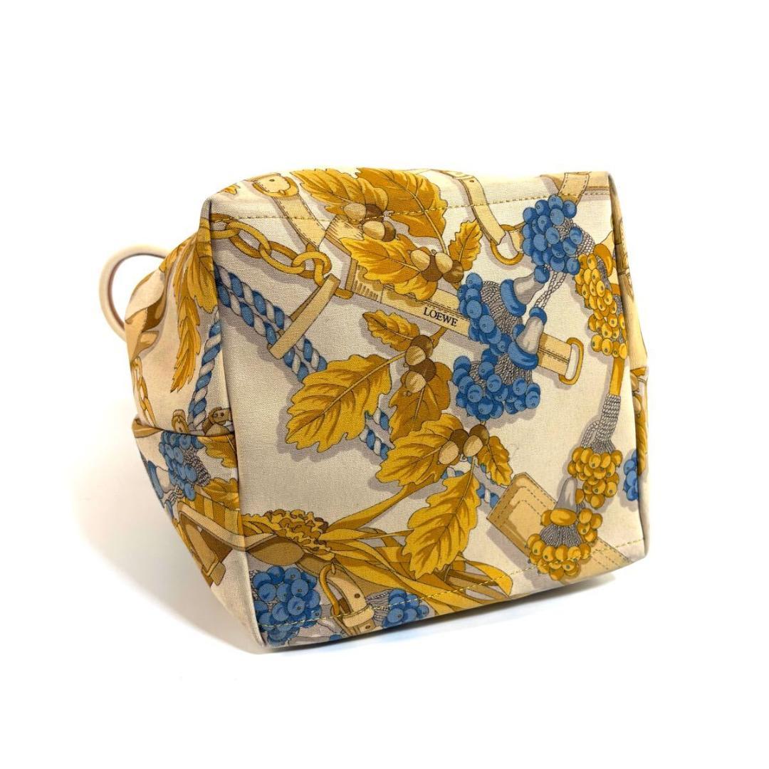 【美品】LOEWE キャンバス ボタニカル柄 巾着型 トート バッグ イタリア製