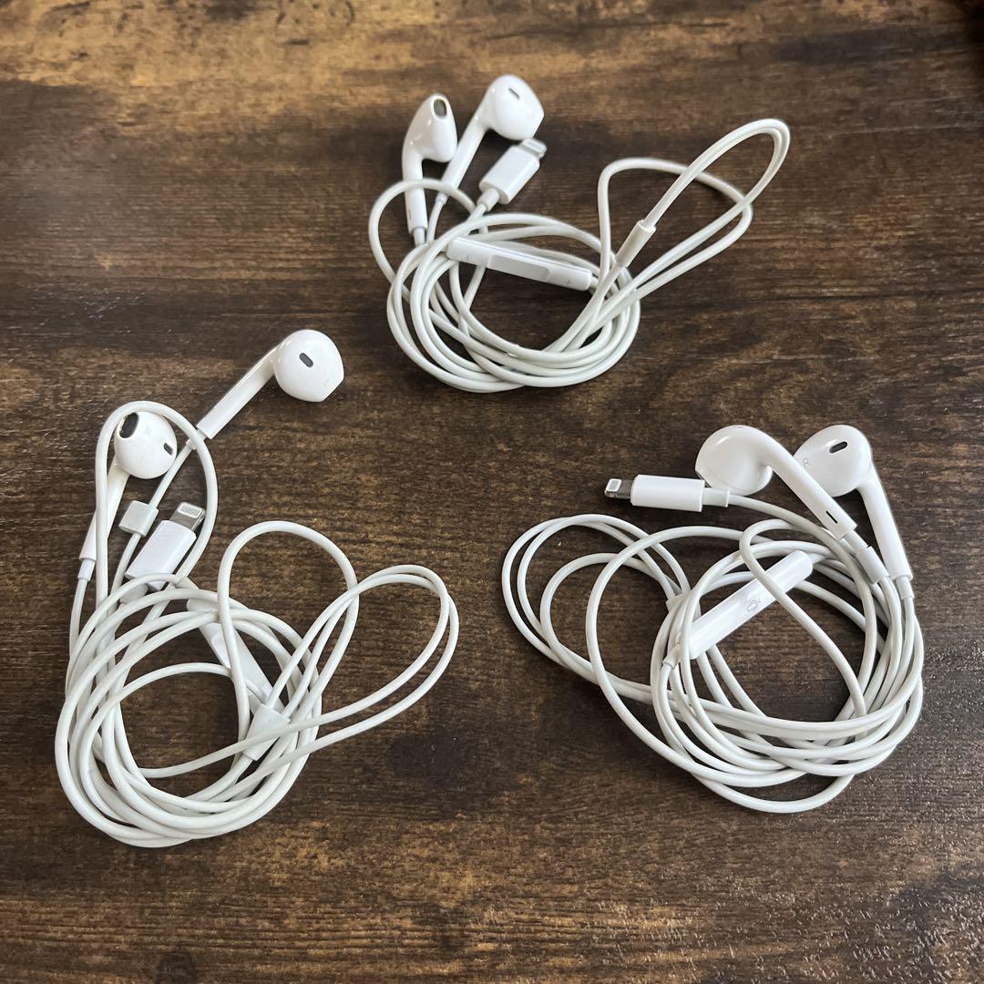 Apple 純正　イヤホン　三個セット Apple 純正 iPhone 有線イヤホン 3個セット - メルカリ