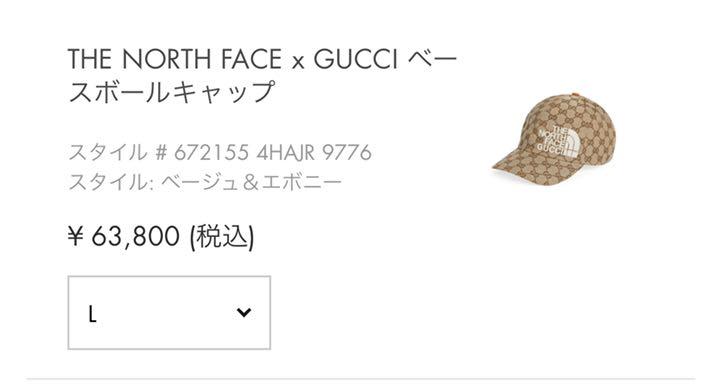 新品大人気 THE NORTH FACE x GUCCI ベースボールキャップ サイズL SA0QW-m88721214285 正規品限定SALE