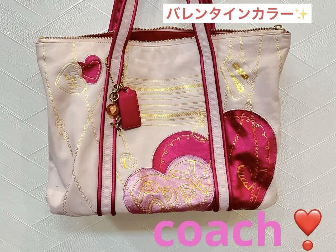 coach  コーチ レザー ポピー ハート トート バッグ ショルダー