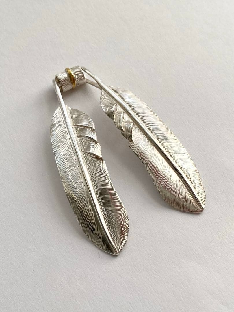 Silver950 brass 特大 フェザー ネックレス