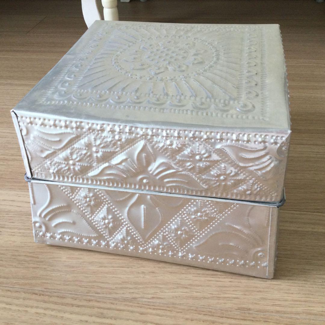 ３段収納BOX☆アルミ缶☆ブリキ缶☆シルバー