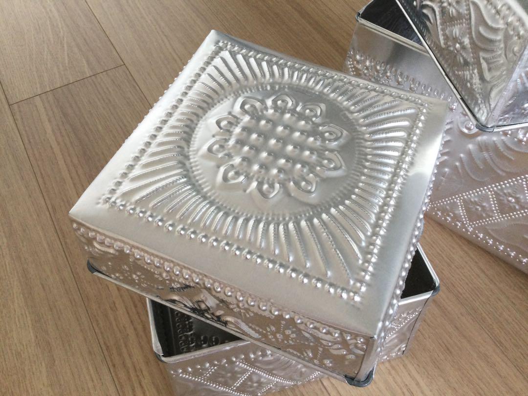 ３段収納BOX☆アルミ缶☆ブリキ缶☆シルバー