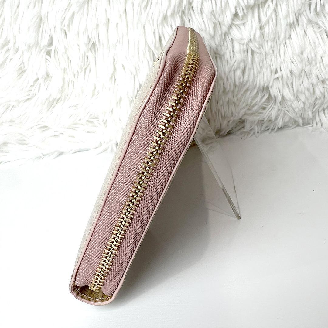 BURBERRY バーバリー 長財布 ラウンドジップ ラメ ピンクゴールド