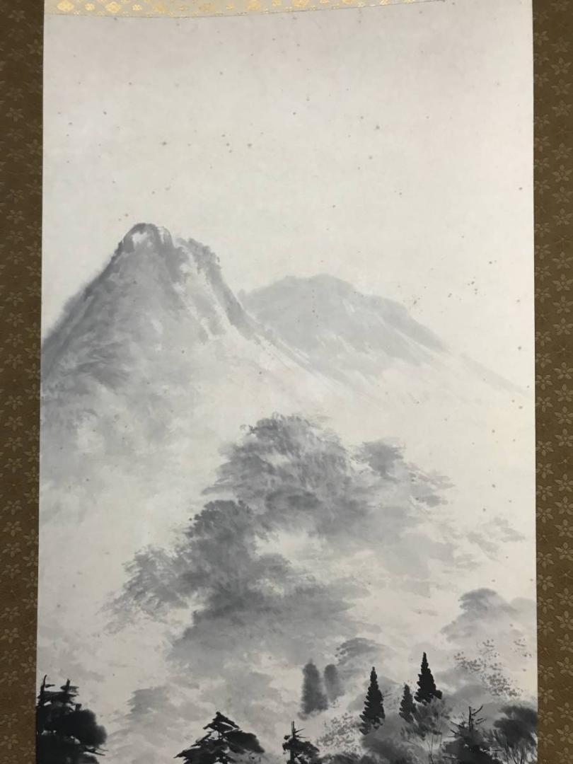 【真作】福寿山長台寺住職/島田皓紀/愛山居/釣人図/掛軸/名家伝来/AB-813
