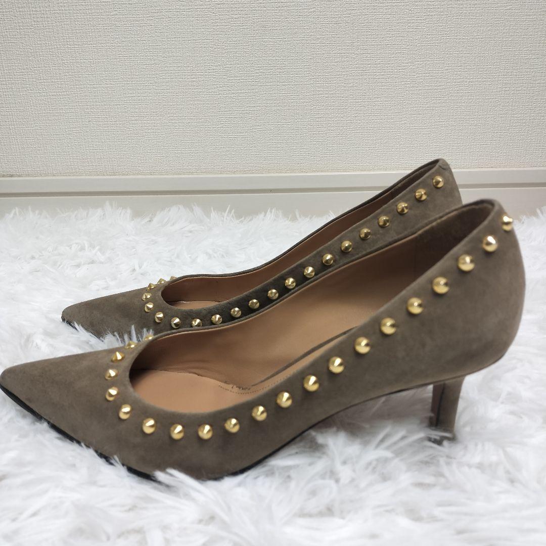 美品✨ペリーコ スタッズ スエード パンプス 37 24cm ポインテッドトゥ