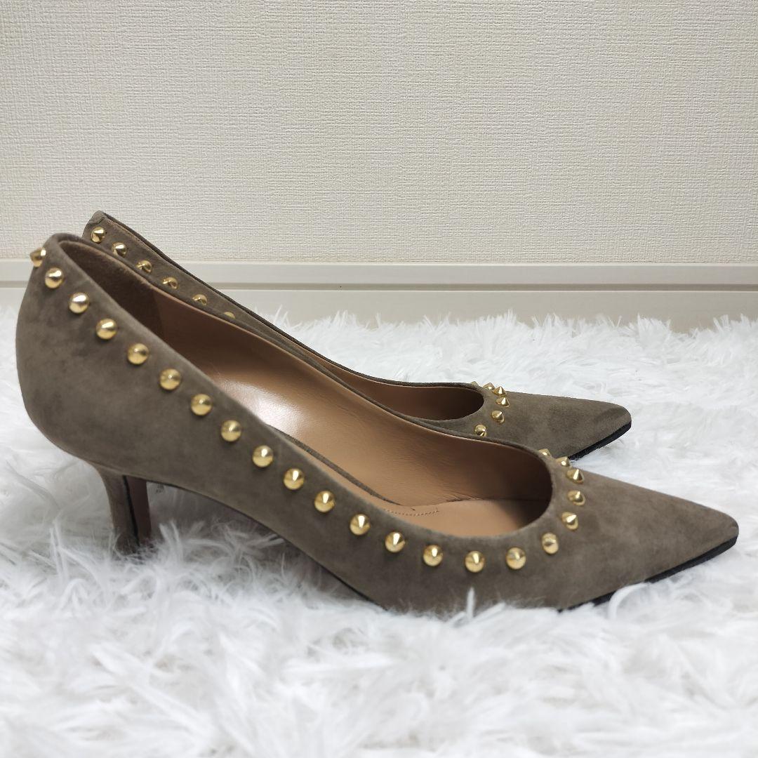 美品✨ペリーコ スタッズ スエード パンプス 37 24cm ポインテッドトゥ