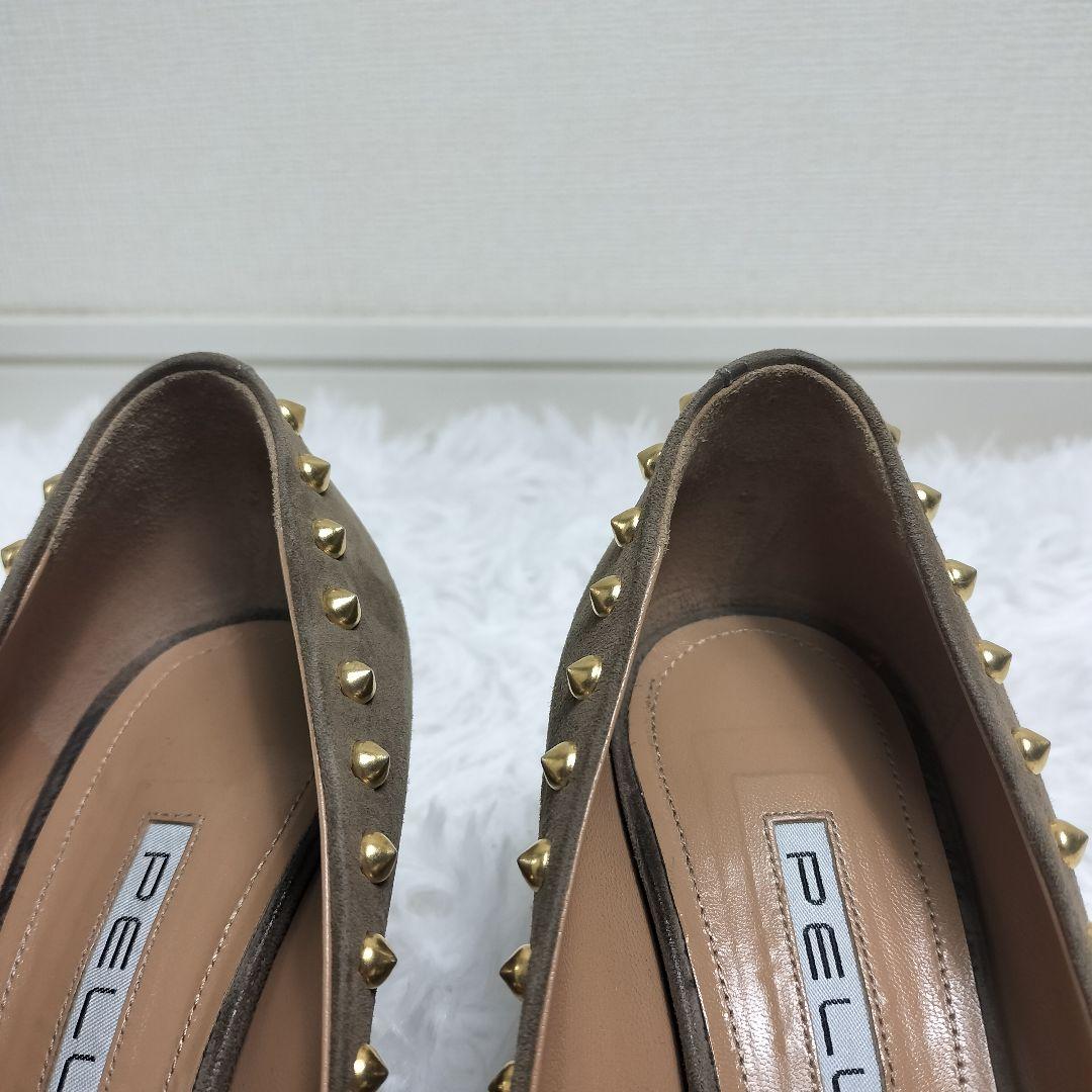 美品✨ペリーコ スタッズ スエード パンプス 37 24cm ポインテッドトゥ