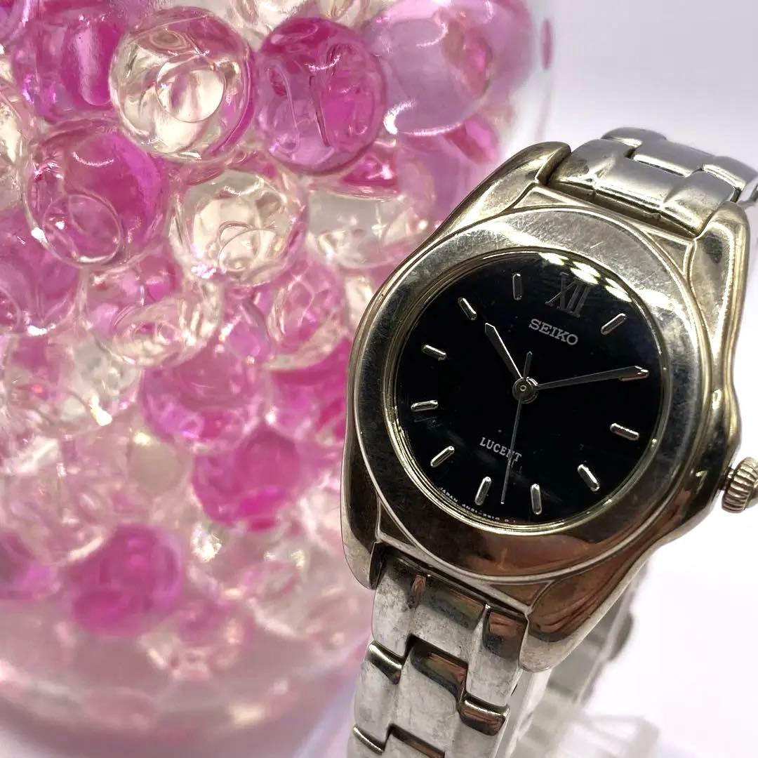 SEIKO セイコー ルーセント 時計 クォーツ レディース シルバー 黒