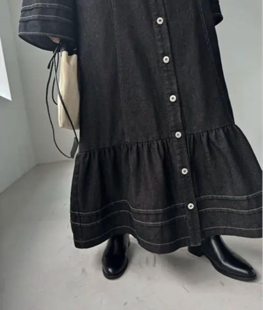 willfully デニム風黒ロングシャツワンピース 美品 - メルカリ