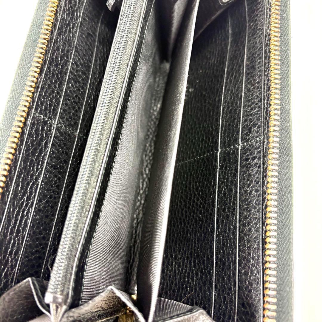 極美品✨グッチ 長財布 GGマーモント ラウン ファスナー 黒 シュリンクレザー