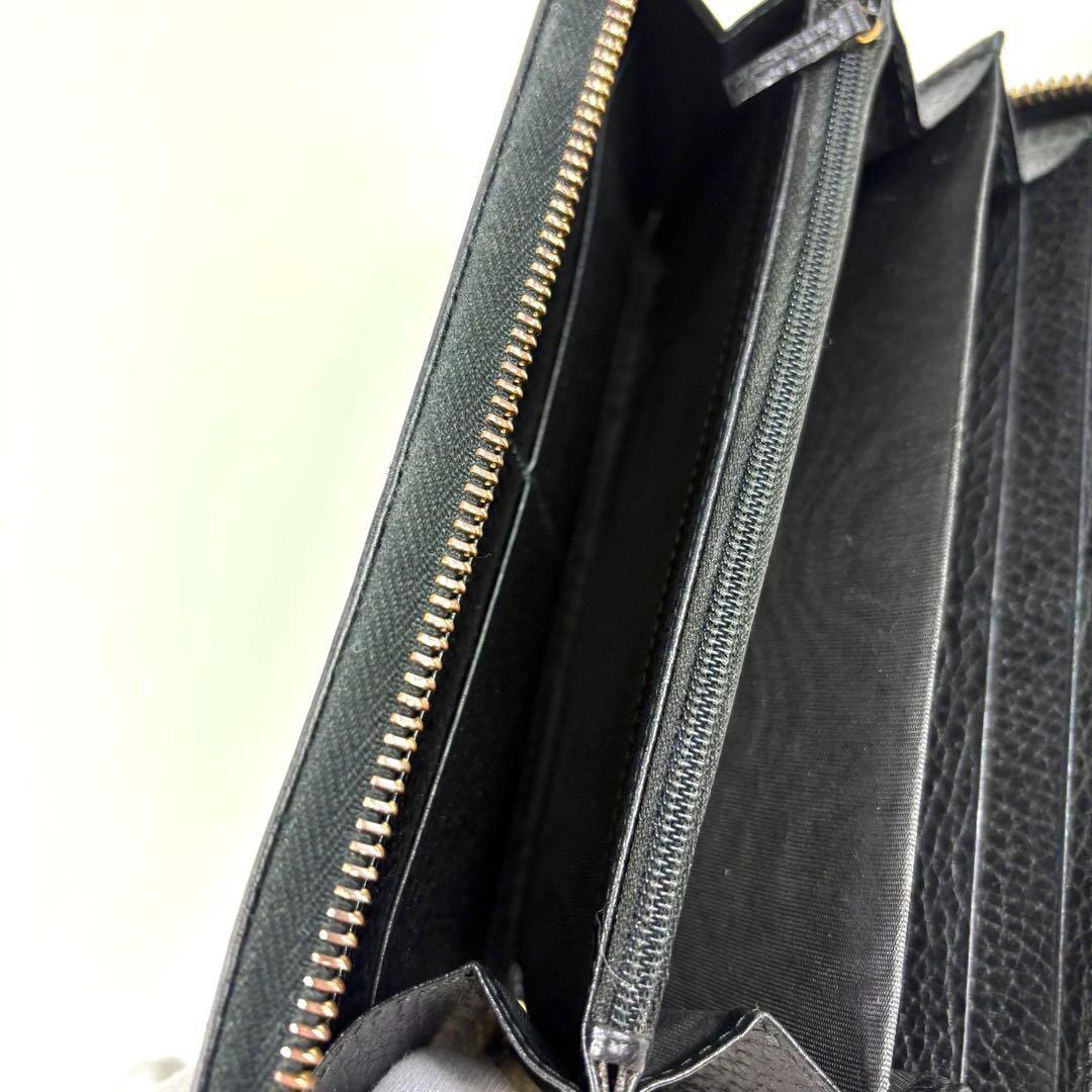 極美品✨グッチ 長財布 GGマーモント ラウン ファスナー 黒 シュリンクレザー