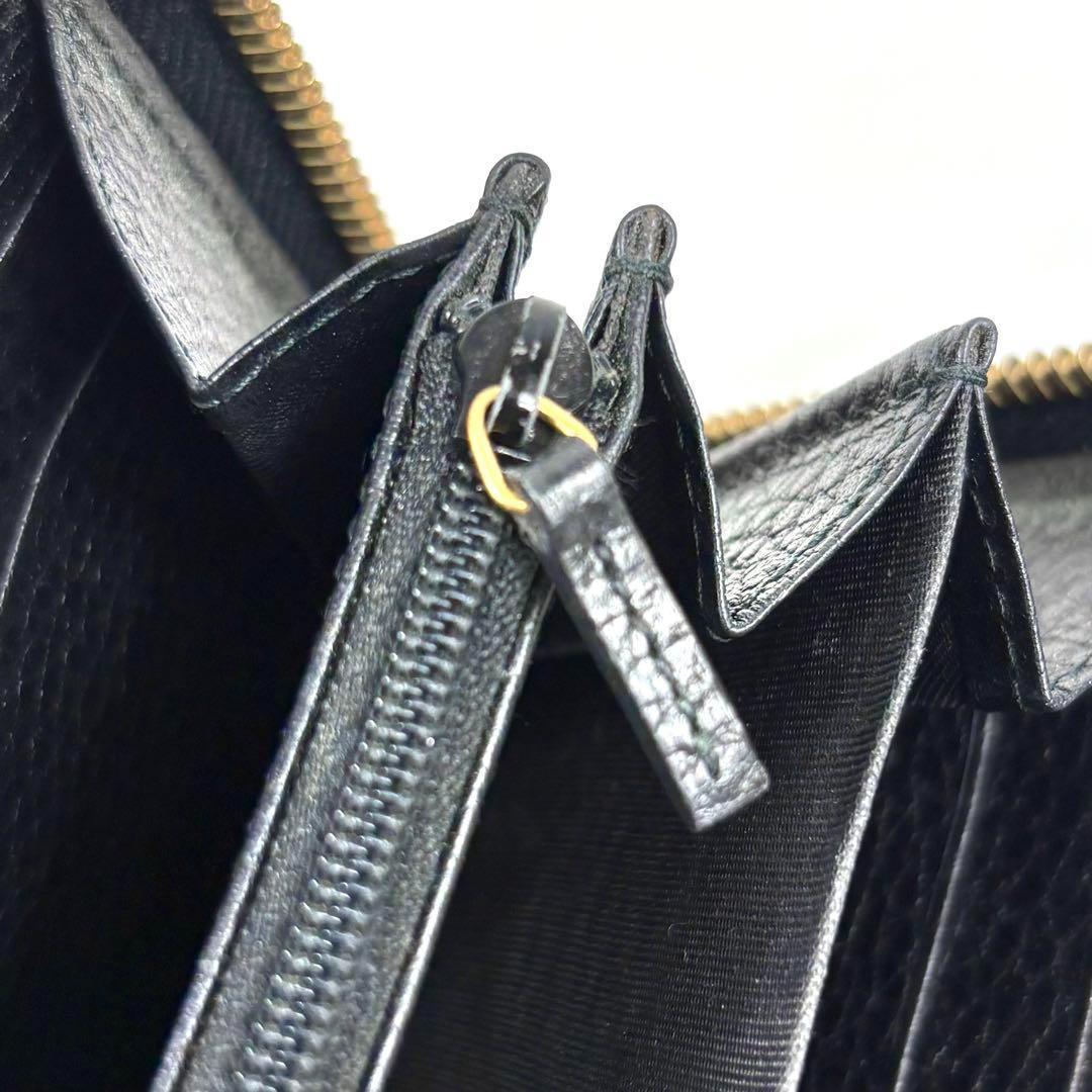 極美品✨グッチ 長財布 GGマーモント ラウン ファスナー 黒 シュリンクレザー