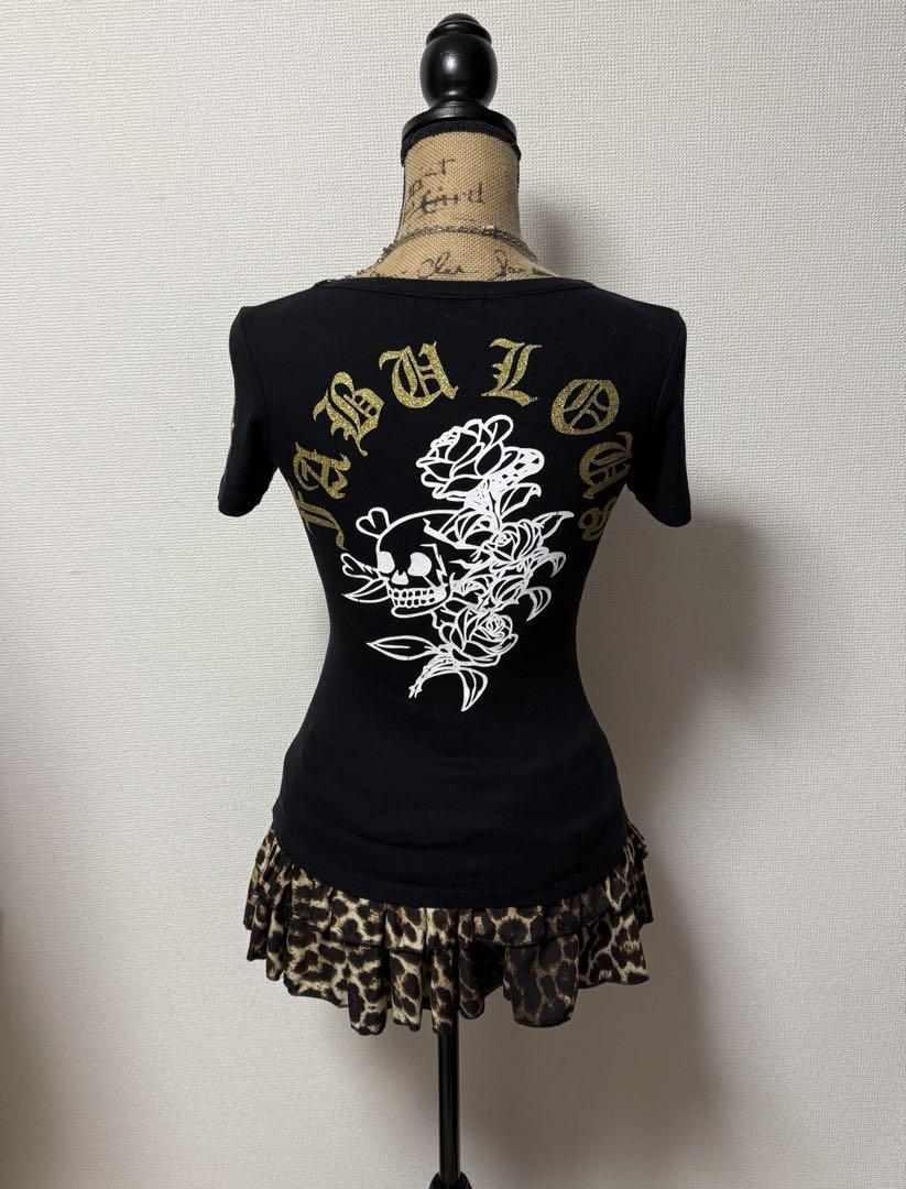 y2k 平成 00s 髑髏☠️グランジロック ピチtシャツ