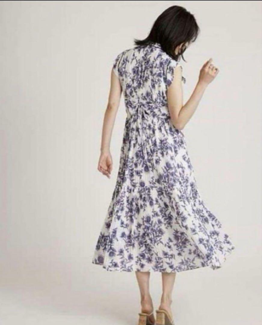 SNIDEL プリントプリーツワンピース 花柄ロングワンピース