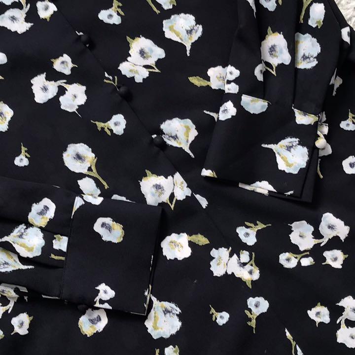 えます 極美品✨イエナ 花柄 2018AW M liuTY-m88783507017 シャツカラーフラワードレス ワンピース Θャツカラー