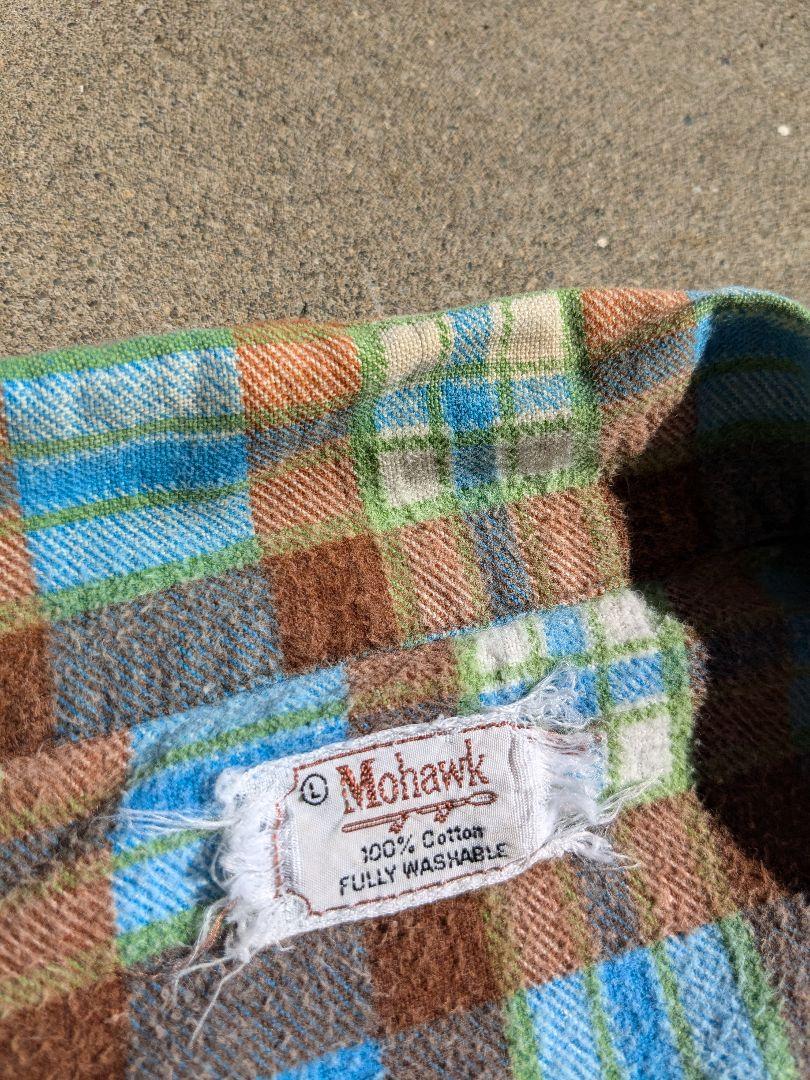 1960's~ Mohawk print check shirt オープンカラー