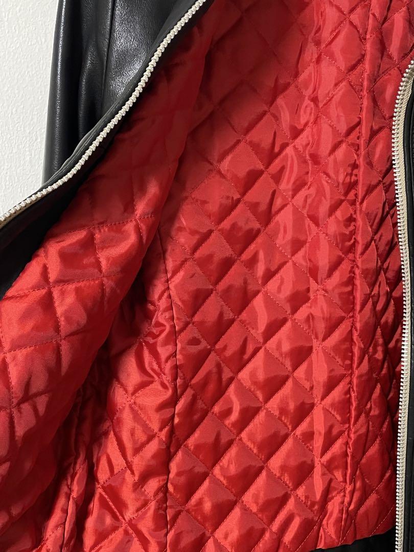 ナノユニバース レザージャケット ライダース シープスキン キルティング レッド ナノユニバース ラムレザージャケット ライダース革ジャン 赤