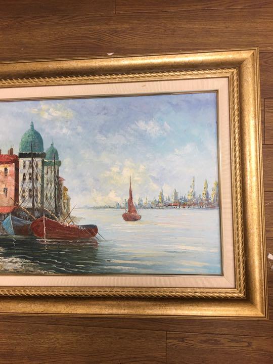 油絵手書き肉筆画スーパーワイド超横長サイズシモン作品イタリア