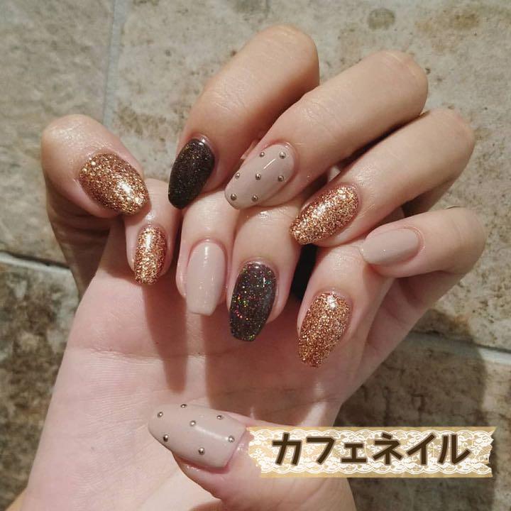 ジェルネイル ブロンズオレンジ ブラウン クリスマス ハンドメイド レジン 素材 メルカリ