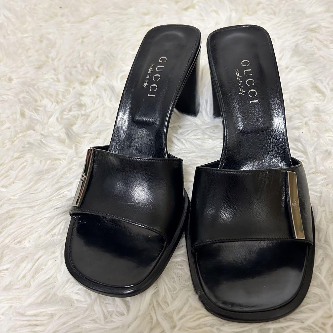 （美品）GUCCI サンダル 黒 37 2/1 24cm   1010214