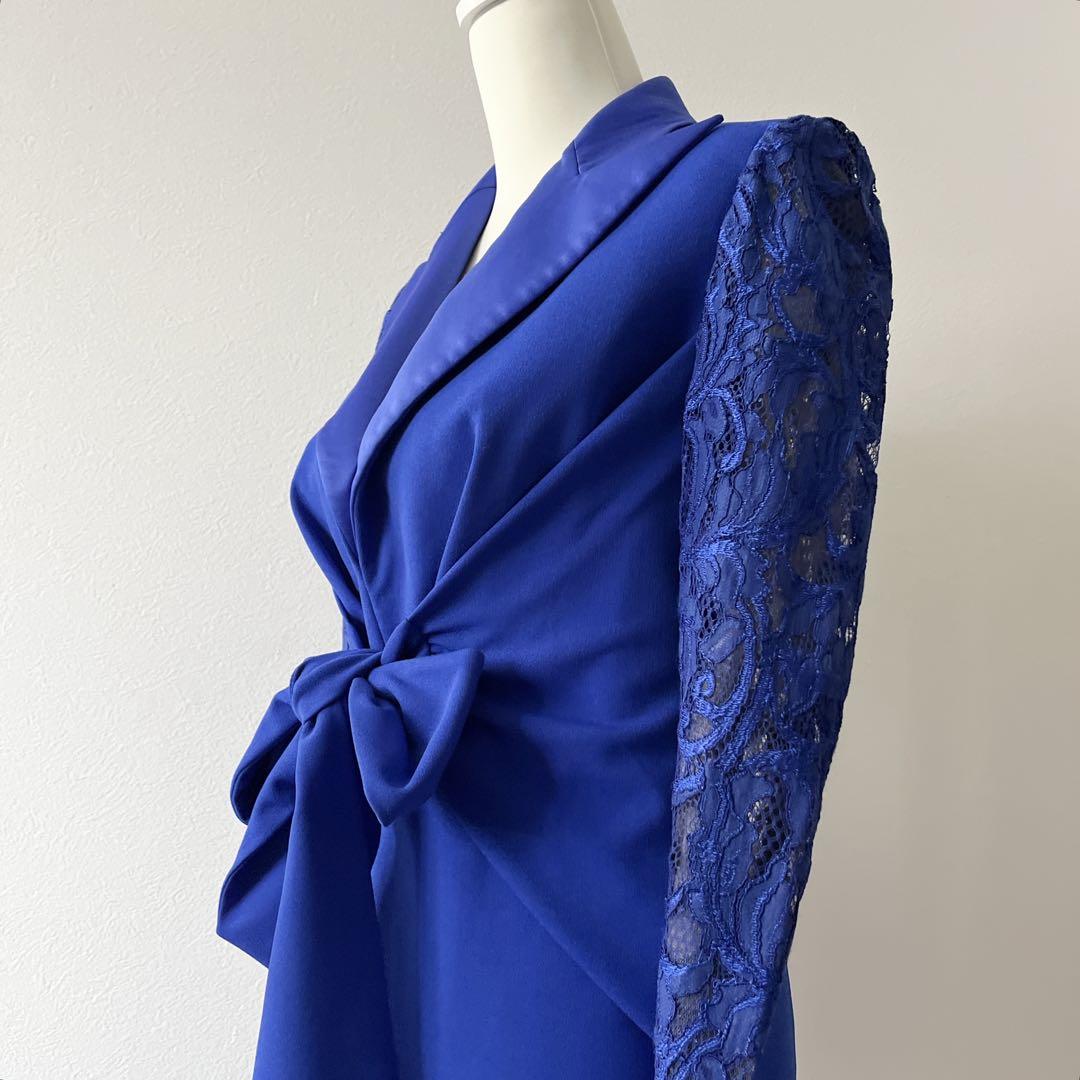 TADASHI SHOJI レース切替ドレス ロイヤルブルー XS