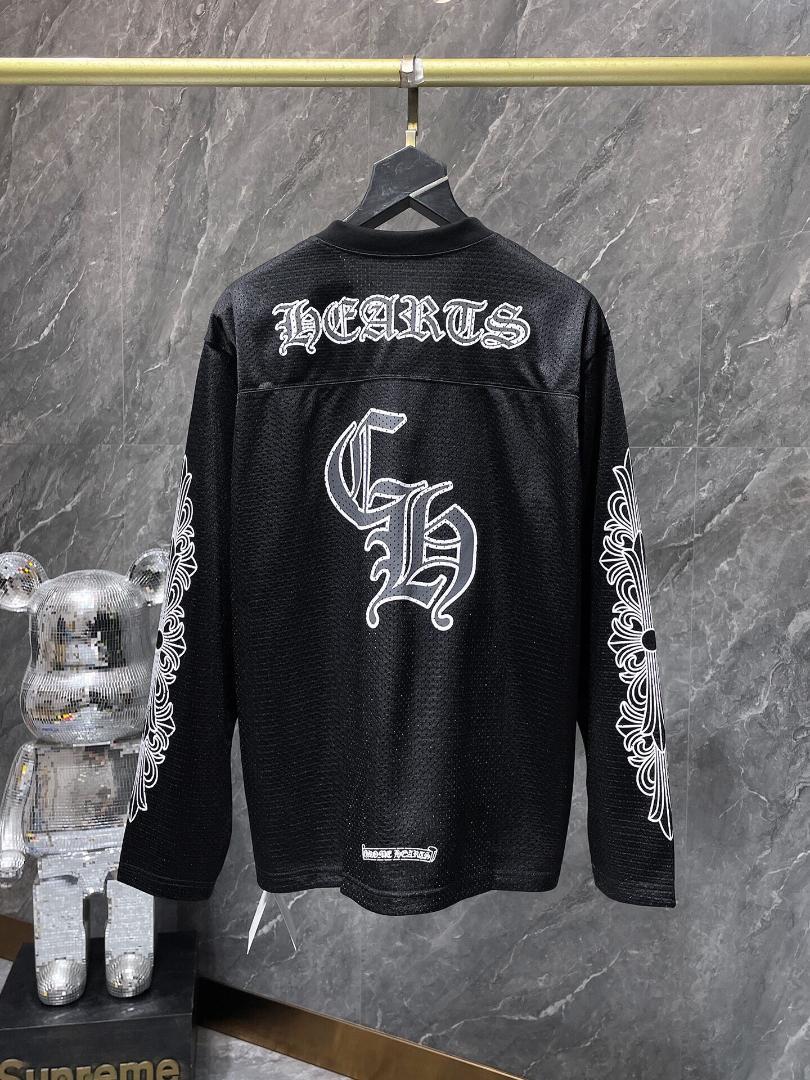 CHプリントメッシュ長袖Tシャツカットソ- プラッ ク XL