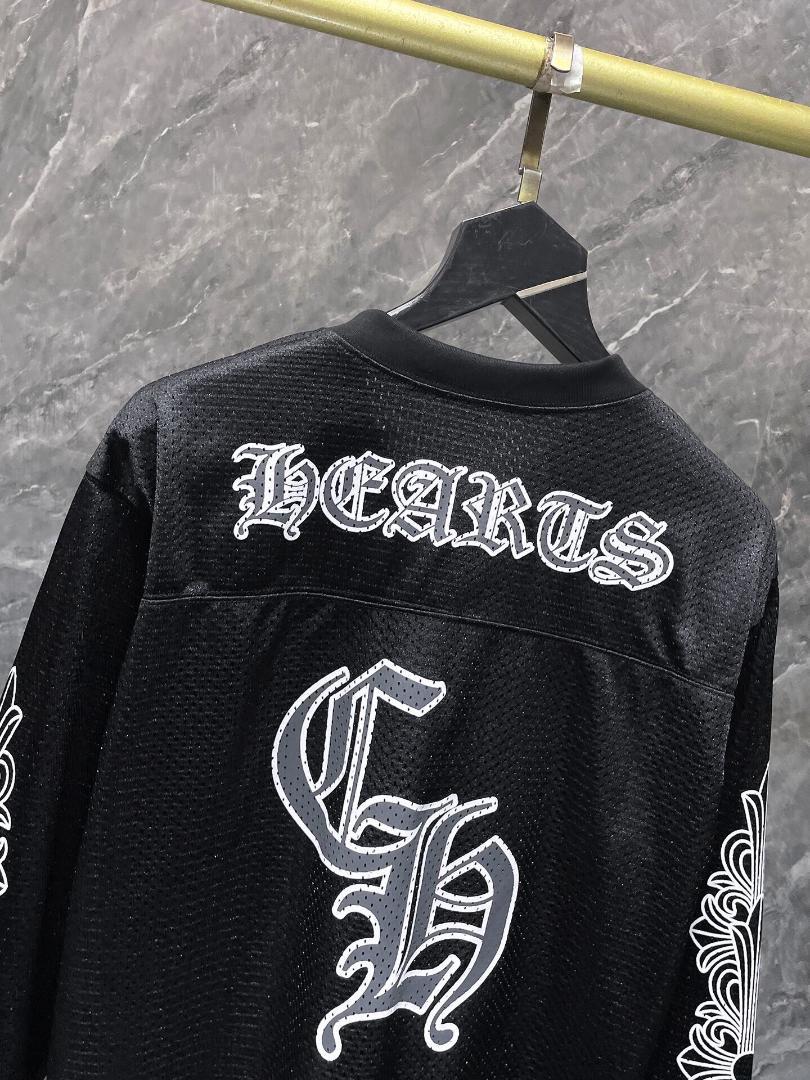 CHプリントメッシュ長袖Tシャツカットソ- プラッ ク XL