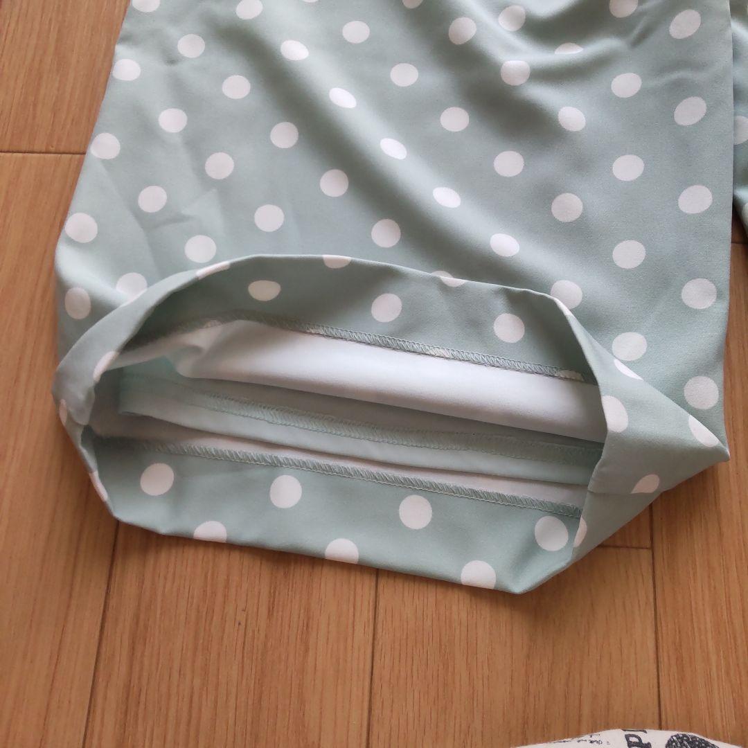 水玉模様 ミント色 パンツ M　ワイド　美脚　昭和レトロ　デザイン