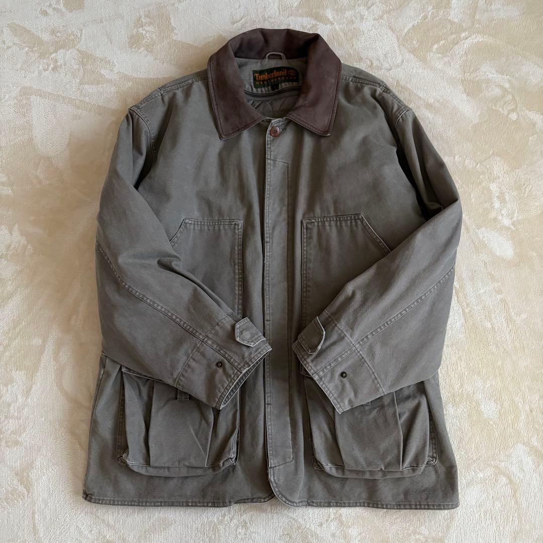 美品✨90s ティンバーランド ハンティングジャケット 襟レザー中綿ライナー 付 美品✨90s ティンバーランド ハンティングジャケット 襟レザー中綿ライナー 付