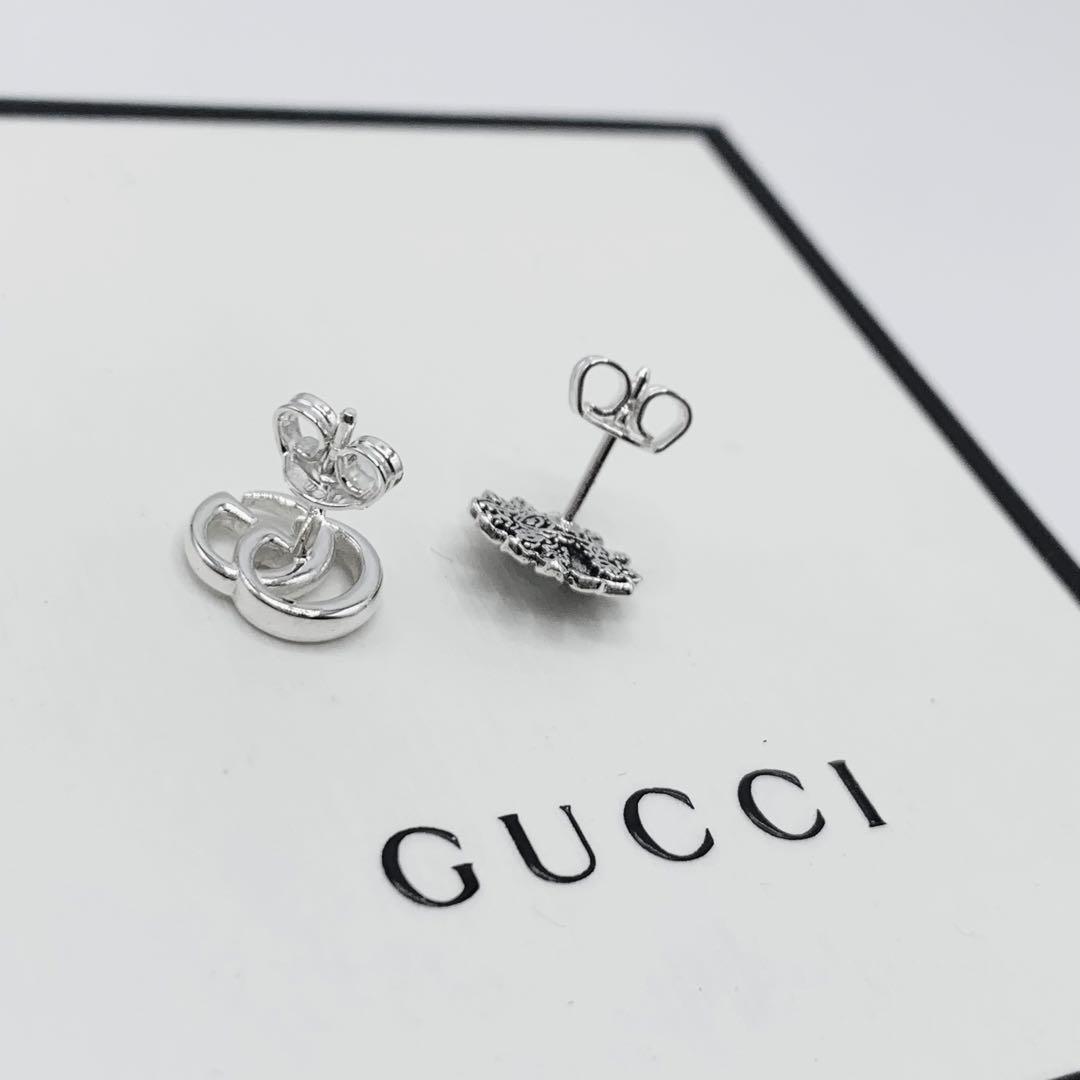 【超美品/レア】ピアス　フラワー　インターロッキングG マーモント　ダブルG 超美品】GUCCI ピアス フラワー インターロッキングG マーモント