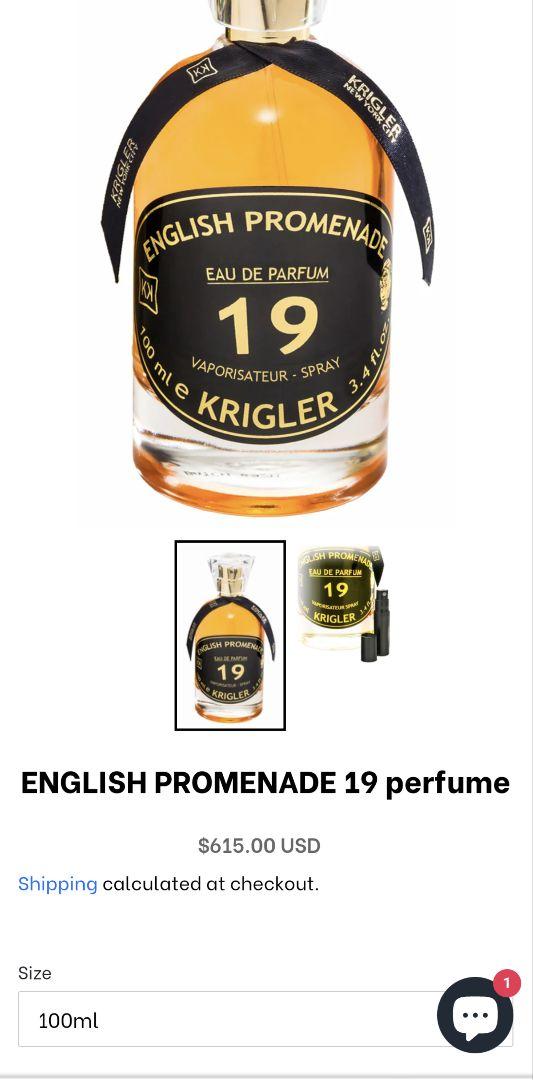 爆売り！ KRIGLERクリグラー19 プロムナード100ml イングリッシュ 香水(女性用)