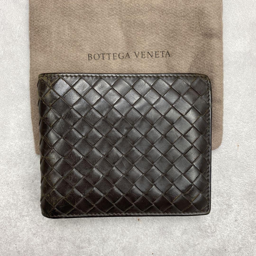 BOTTEGA VENETA ボッテガ 二つ折り財布 イントレチャート ブラウン