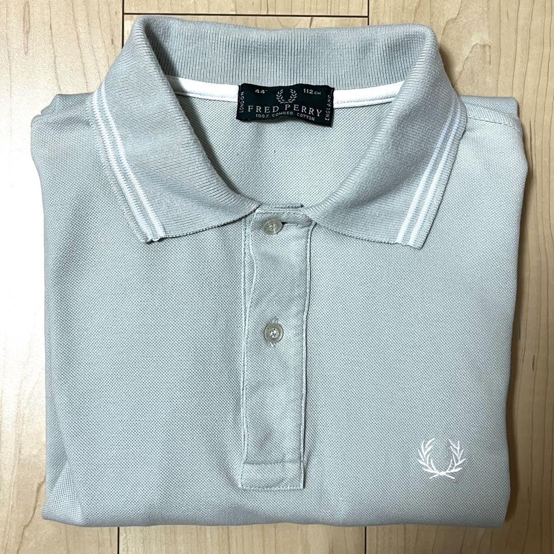 【メンズ】FRED PERRY グリーン グレー 長袖 ポロシャツ