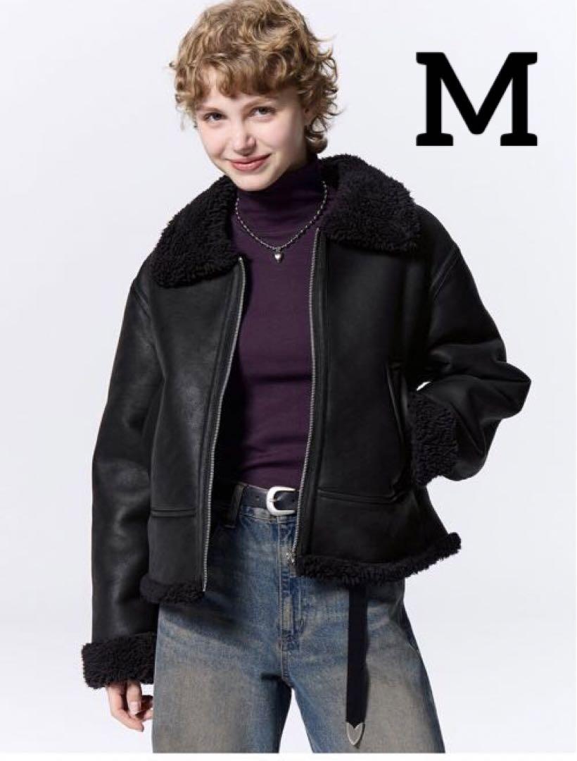 新品未使用 GU ムートンタッチフライトジャケット M