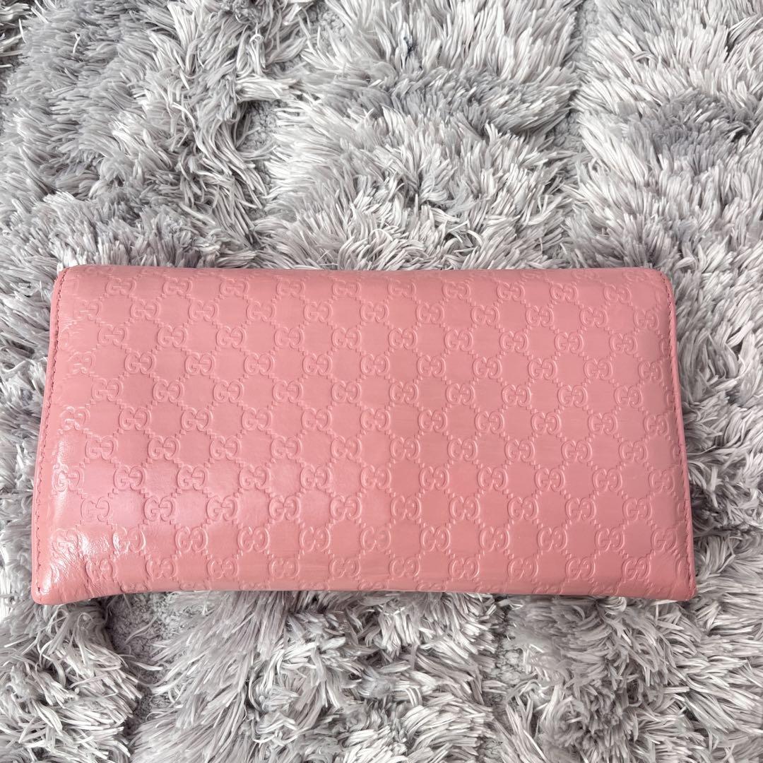 GUCCI✨マイクロシマ　ピンク　長財布　フラップ　レディース