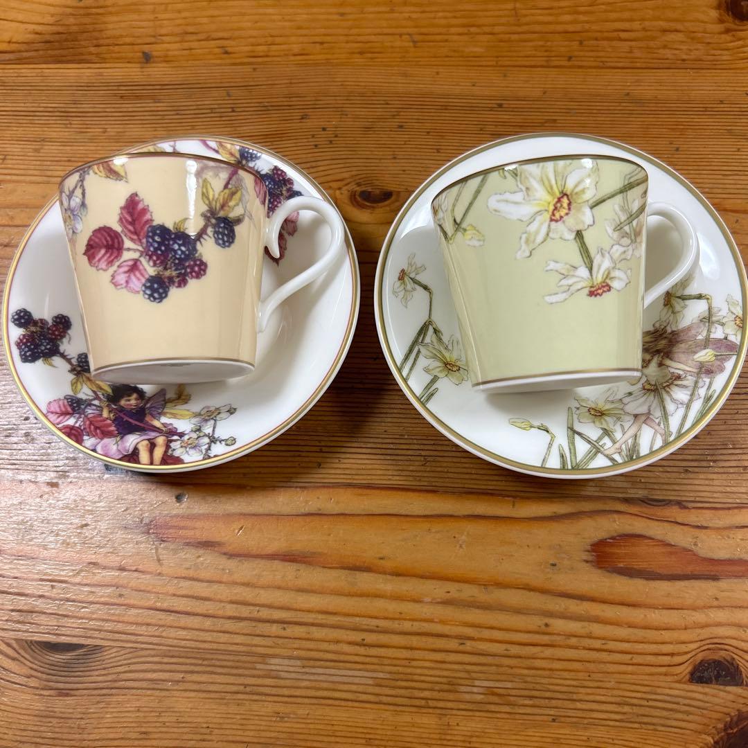 希少　ナルミ　フラワーフェアリーズ　エスプレッソ　デミタスカップ＆ソーサー　2客